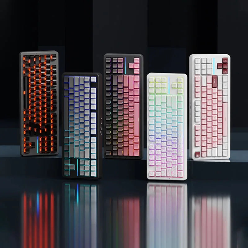 EWEADN X87 Pro Ergonomics Keyboard Mechanical Kids Side Engraving Wireless Bluetooth Triple Gaming 2.4G RGB 87 Layout Customized