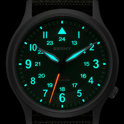 BERNY Titanium Watches for Men Super Luminous Sapphire Field Men's Watch Outdoor Quartz Wristwatch Lightweight 5ATM