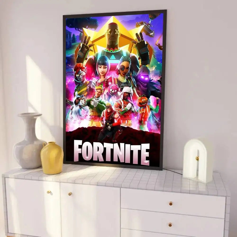 Posters Game-F-F-Fortnites autocolantes e impermeáveis, ideais para decoração de sala de estar, quarto ou bar
