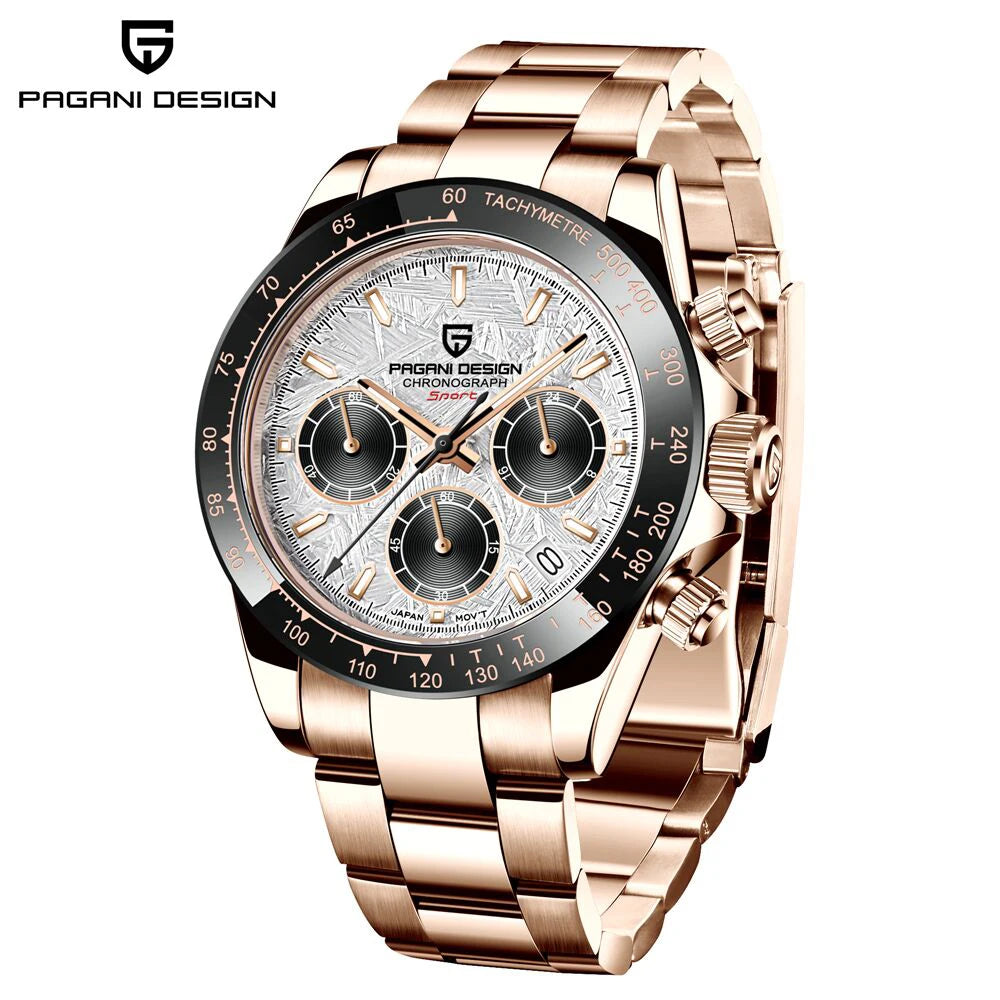 montre chronographe pour homme PAGANI DESIGN– Montre-bracelet à quartz de luxe, lumineuse et étanche.