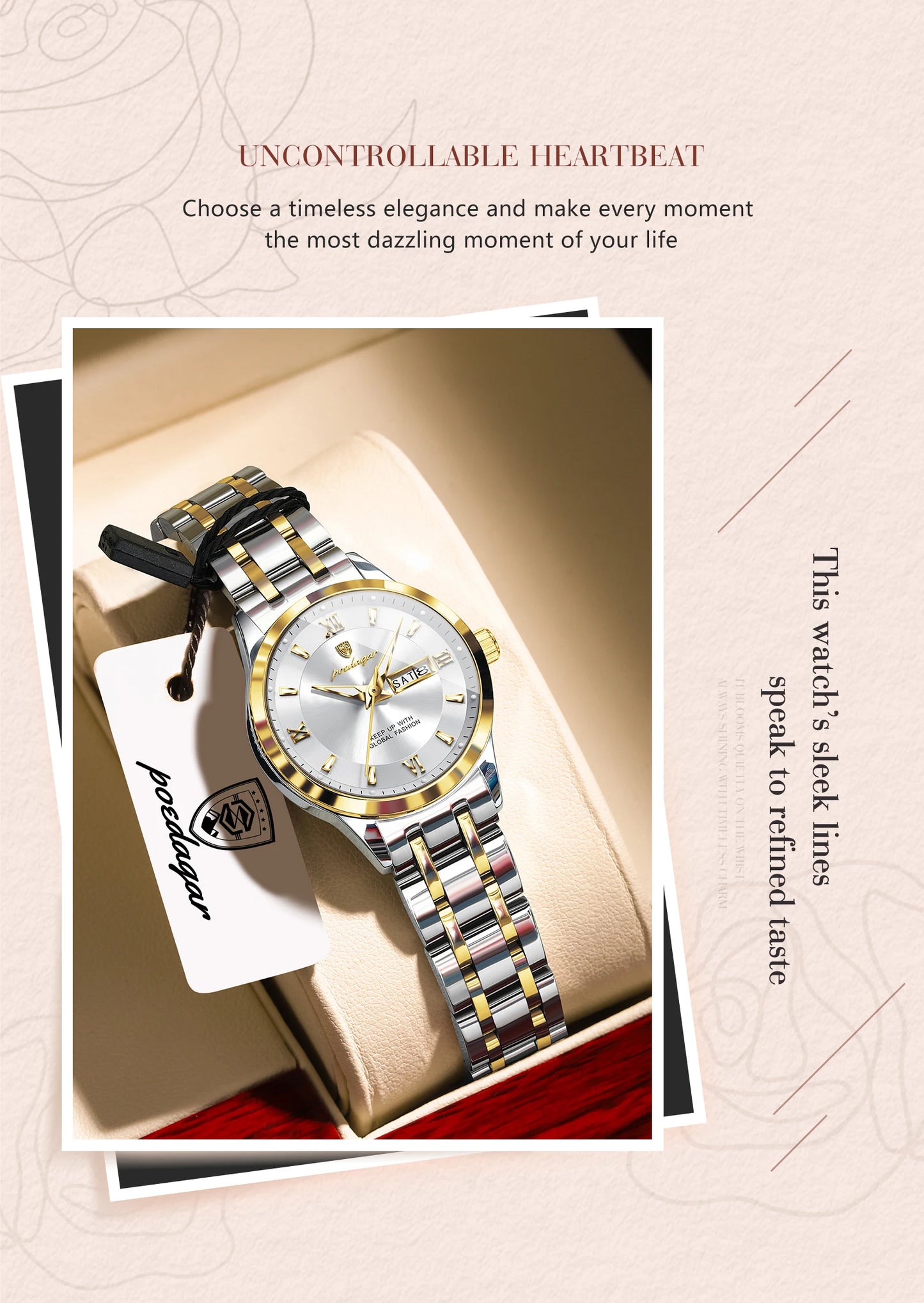 POEDAGAR Luxury Elegant Woman's Watches Luminous Waterproof Stainless Steel Ladies Wristwatch Quartz Week Date Women Watch Reloj