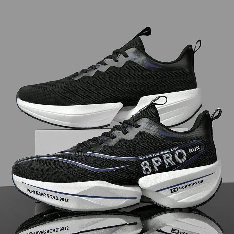 New Men's Carbon Plate Sneakers, Outdoor Soft Sole Mesh Sports Shoes, Running Shoes, Lightweight, Anti-Slip, Casual Couple Tennis Shoes