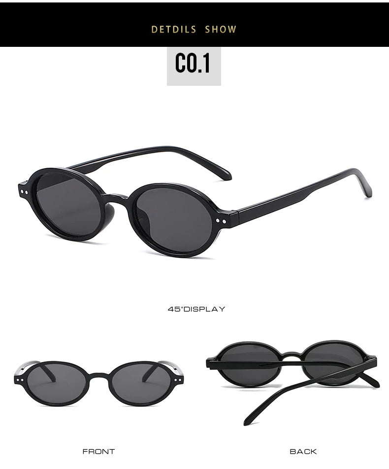 Ochelari de soare SO&EI Retro, mici, ovali, pentru femei, cu nituri, model leopard, pentru bărbați, stil punk, cu protecție UV400