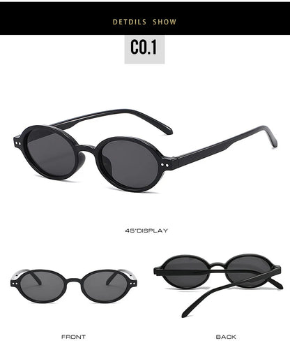 Ochelari de soare SO&EI Retro, mici, ovali, pentru femei, cu nituri, model leopard, pentru bărbați, stil punk, cu protecție UV400