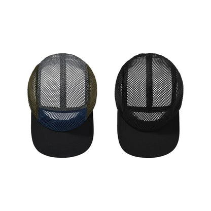 Fashion Retro Mesh Baseball Cap 5 Panel Flat-brimmed Sun Visor Cap Breathable Adjustable Quick-drying Hat Unisex