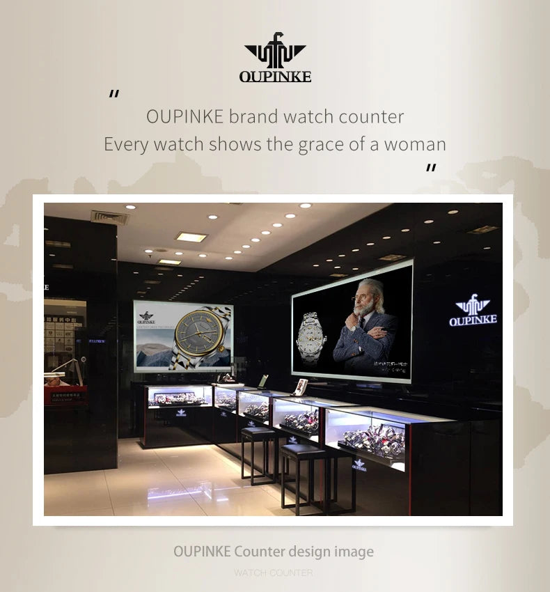 OUPINKE 3175 Women Watches Luxury Elegant Skeleton Automatic Mechanical Watches For Woman 50M Waterproof Bracelet Necklace Set