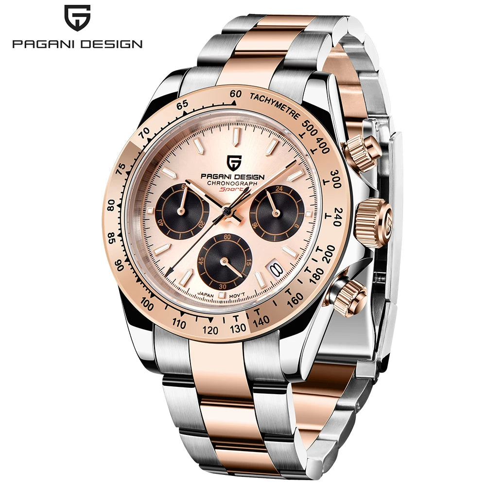 montre chronographe pour homme PAGANI DESIGN– Montre-bracelet à quartz de luxe, lumineuse et étanche.