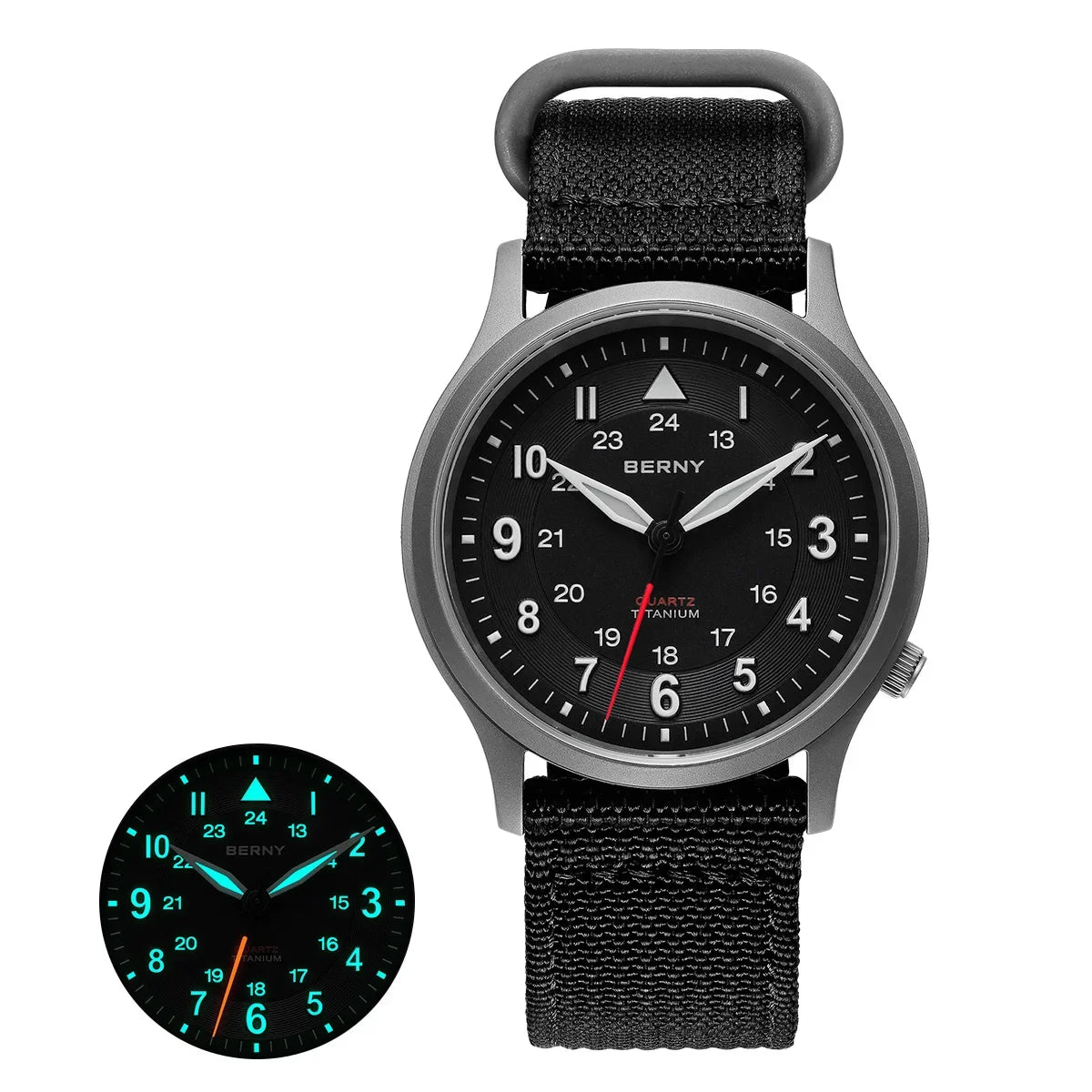 BERNY Titanium Watches for Men Super Luminous Sapphire Field Men's Watch Outdoor Quartz Wristwatch Lightweight 5ATM