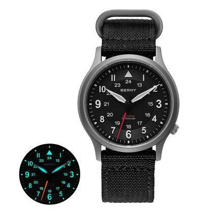 BERNY Titanium Watches for Men Super Luminous Sapphire Field Men's Watch Outdoor Quartz Wristwatch Lightweight 5ATM
