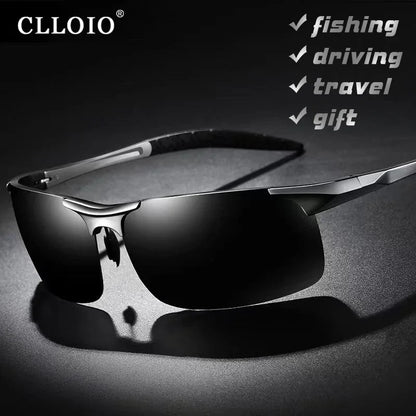 Ochelari de soare polarizați pentru bărbați marca CLLOIO, ramă din aluminiu, UV400, anti-orbire, ochelari de soare pentru bărbați, ochelari de condus, fără ramă, Oculos De Sol
