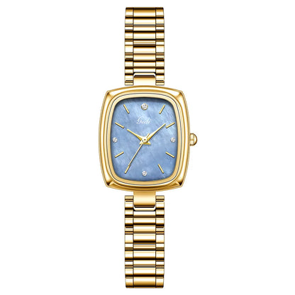 New Gold Watch Women Light Luxury Brand Waterproof Simple Retro Steel Strip Female Student Temperament Fashion Quartz Wristwatch