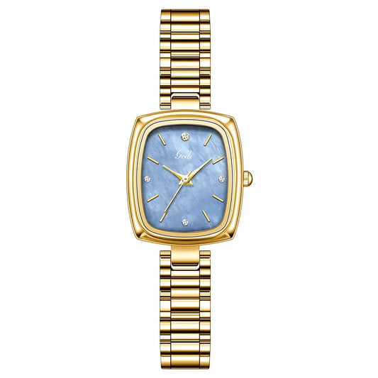 New Gold Watch Women Light Luxury Brand Waterproof Simple Retro Steel Strip Female Student Temperament Fashion Quartz Wristwatch