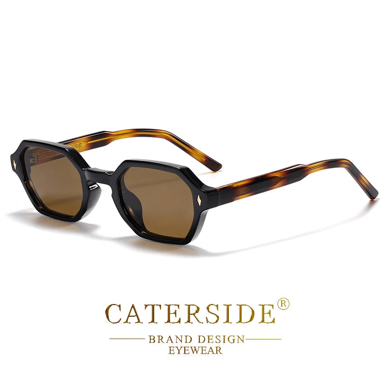 CATERDIDE Ochelari de soare retro poligonali pentru bărbați, cu design personalizat, ramă pătrată, ochelari de soare pentru femei, petreceri, călătorii și vacanțe