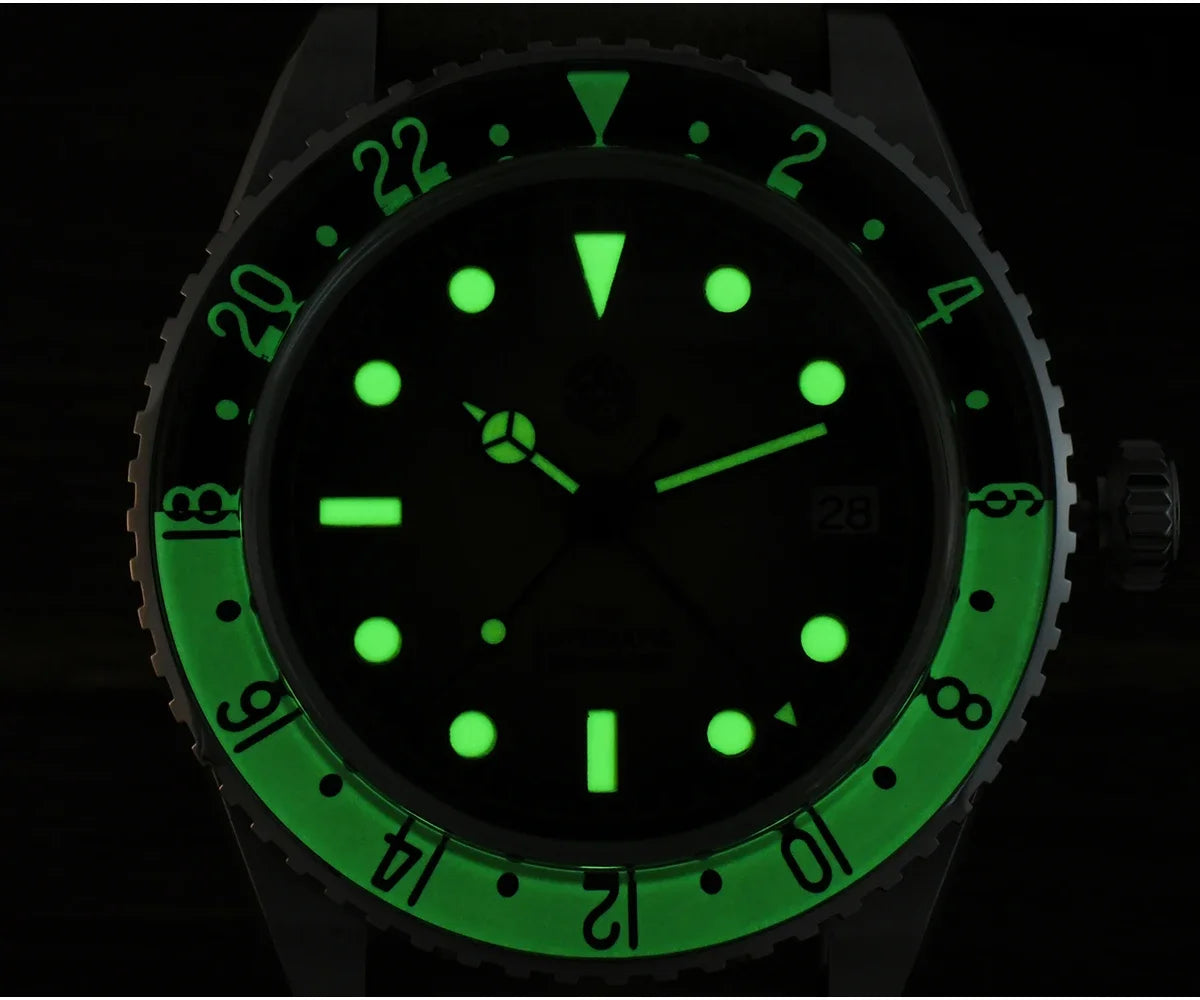 2025 New San Martin SN0134 Men Watch NH34 GMT Sandwich Dial 40mm Bidirectional Sapphire Bezel Luxury Sports Watch 20Bar Watches