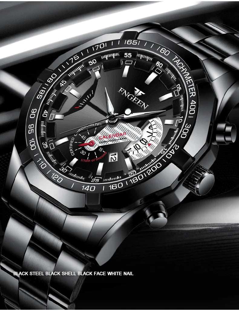 BINBOND Orginal Quartz Wristwatches For Men Luxury Luminous Waterproof Auto Date Men's Watch Stainless Steel Reloj Free Ship