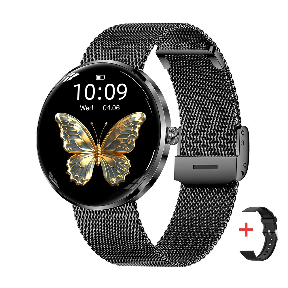 MEVADEN 8.5mm Ultra-thin Luxury Stainless Steel Smart Watch Women 1.43" AMOLED HD Screen Health Monitor Sport Smartwatch H33