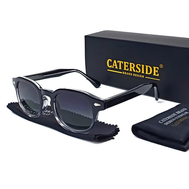 CATERSIDE Retro Round Men Sunglasses Punk Propionic Acid Pin Temple Luxury Sun Glasses Women Sports Leisure Party Eyewear UV400