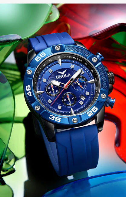 ONOLA New Fashion Casual Men's Watch Multi functional Fluorescent Tape Waterproof Quartz Military Watch Men's Clock High Quality