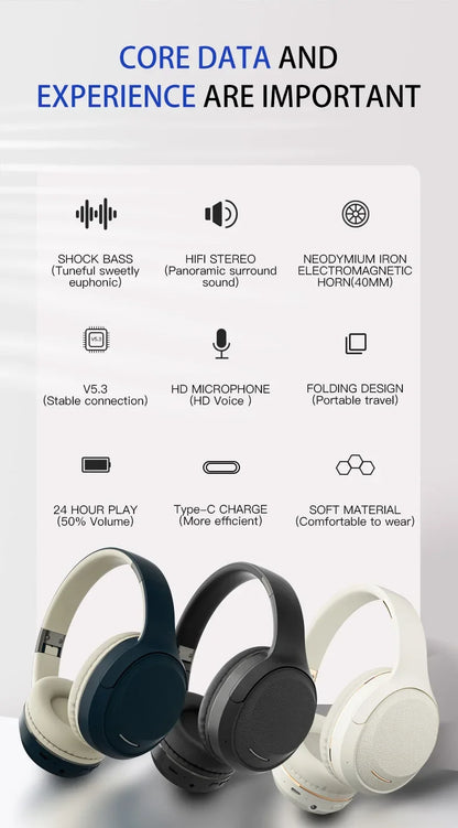 Wireless TV Headphones Bluetooth 5.0 USB Adaptor Stereo Headset Foldable Helmet Earbuds with Mic for Samsung TV PC Music