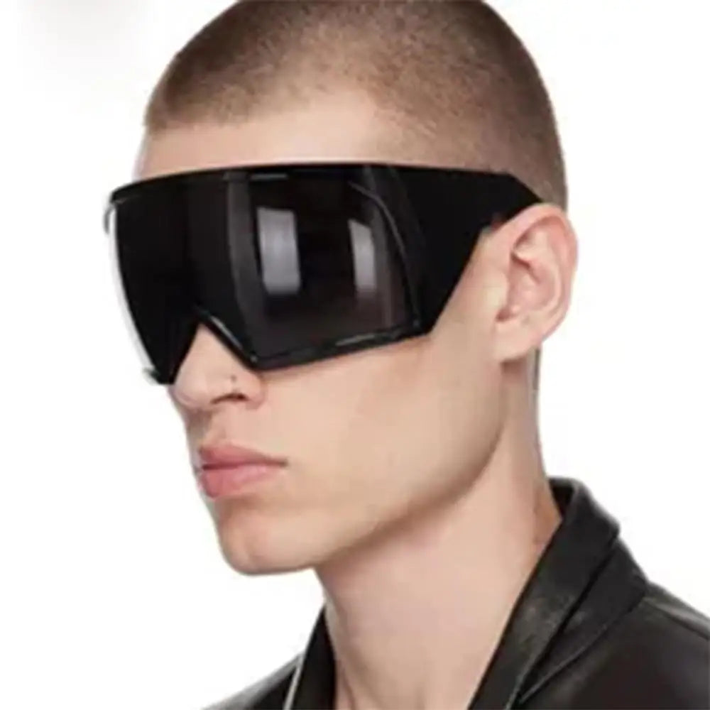 Ochelari de soare futuristici cu ramă învelitoare, lentile curbate Rave, protecție UV400, ochelari de soare supradimensionați Y2K pentru femei și bărbați