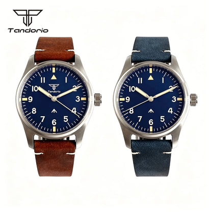 Tandorio 39mm Pilot Aviator Watch Sapphire Glass Luminous Automatic Japan NH35 or VH31 Quartz Movt 20BAR Diving Wristwatch