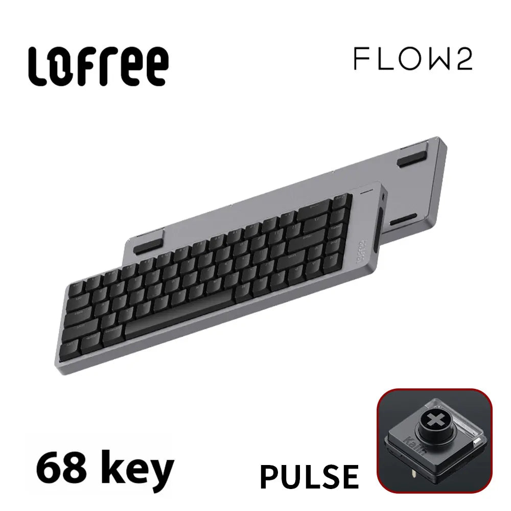 Lofree FLOW2 Mechanische Tastatur fürs Business-Büro, kabellos per Bluetooth und kabelgebunden, leiser und sanfter Klang, kompatibel, geräuscharm, Aluminiumgehäuse