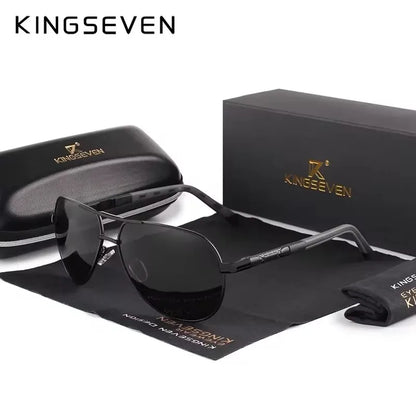 Ochelari de soare pentru bărbați marca KINGSEVEN, model Pilot, cu lentile polarizate UV400, ramă din aluminiu, ochelari de condus, ochelari casual pentru femei