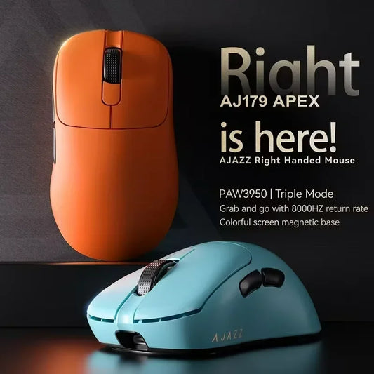 Bezdrôtová herná myš Ajazz AJ179 APEX so základňou s farebnou obrazovkou, Bluetooth, PAW3395, batériou 400mAh a obnovovacou frekvenciou 8000Hz