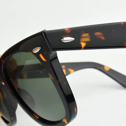 Ochelari de soare clasici cu lentile de sticlă Ochelari de soare din acetat pentru bărbați Y-2140 Design cu nit dublu Ochelari de protecție eleganți pentru femei, cu formă pătrată, cu protecție UV