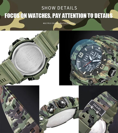 Military Watches Men Sport  Watch Waterproof Alarm Clock Dual Time Wristwatches Digital 8049B Army Watches Military