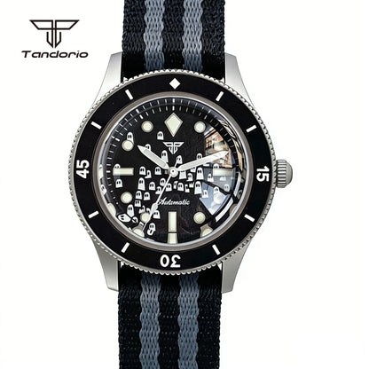 Tandorio Domed Sapphire 40mm Mechanical 50-Fathoms Style Diver Fashion Automatic Men Watch Miyota8215/PT5000 Luminous Ghost Dial