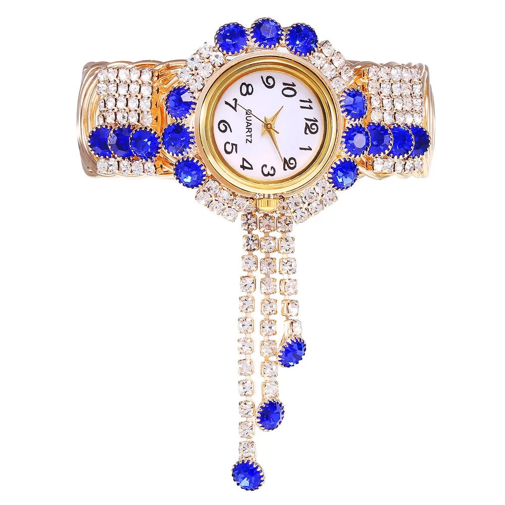 5PCS Luxury Rhinestone Women Watches Jewelry Set Fashion Adjustable Bangle Ladies Quartz Wristwatch Reloj Mujer（Without Box）