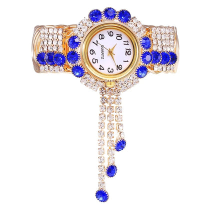 5PCS Luxury Rhinestone Women Watches Jewelry Set Fashion Adjustable Bangle Ladies Quartz Wristwatch Reloj Mujer（Without Box）
