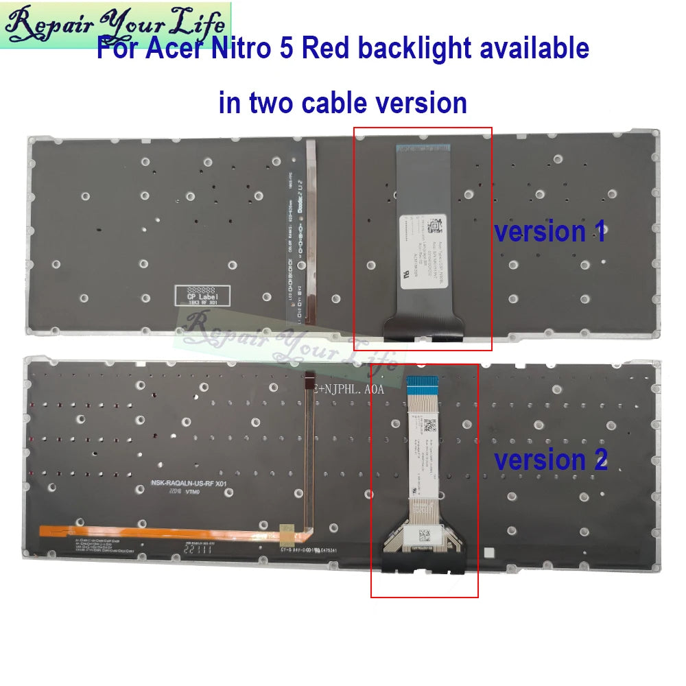 Teclado retroiluminado PT-BR Brasil US RU para Acer Nitro 5 AN515-54 AN515-43 AN517-52 AN517-51 AN517-54 AN715-51 Espanha LA IT TR GR FR
