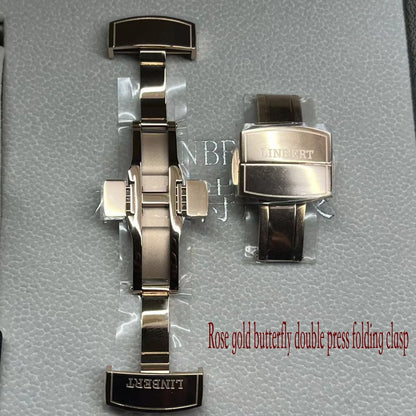 LINBERT2025 Rose Gold Fully Automatic Mechanical Men's Watch Genuine Luxury Brand Luminous Steel Waterproof Silicone Strap Watch