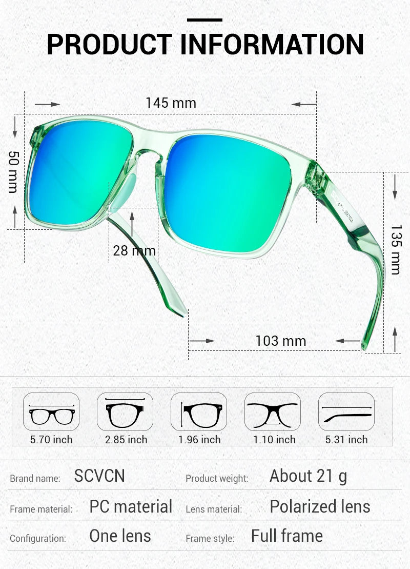 SCVCN Ochelari polarizați pentru drumeții, pescuit și ciclism, ochelari de modă UV400 pentru bărbați, ochelari de sport pentru MTB și biciclete, pentru activități în aer liber