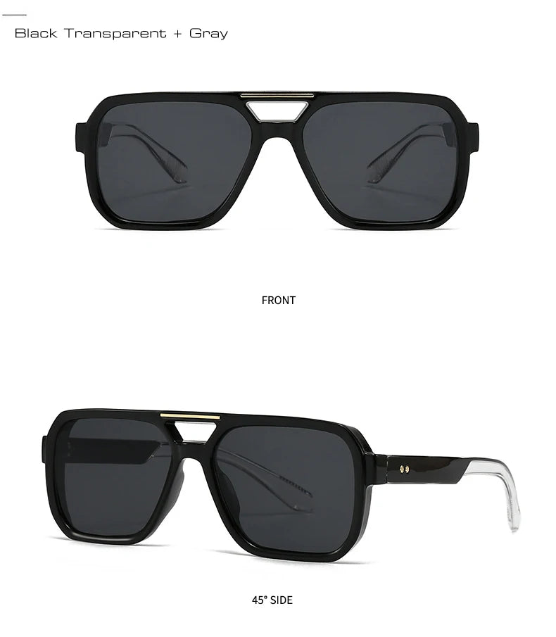 Ochelari de soare SO&EI Fashion cu rame duble, pătrați, pentru femei, stil retro cu nituri, nuanțe de albastru ceai, protecție UV400, ochelari de soare cu gradient pentru bărbați, pentru activități în aer liber