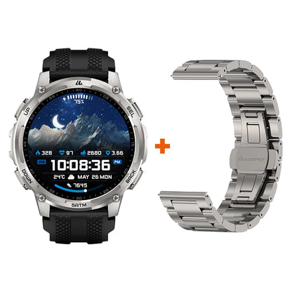 KOSPET TANK T4C Smartwatch Men's Outdoor GPS Watch with Bright LED Flashlight 5ATM Water-Resistant for Swimming Military Tough