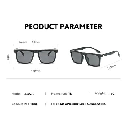Ochelari de soare polarizați cu magnet pentru miopie, pentru femei și bărbați, ochelari cu clemă, ochelari optici pătrați, rame de ochelari 6 în 1 – de la -0,5 la -10