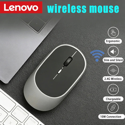 Mouse wireless Lenovo USB ricaricabile ergonomico con DPI regolabile, silenzioso, 2.4G Bluetooth ottico elettrico per gaming e ufficio