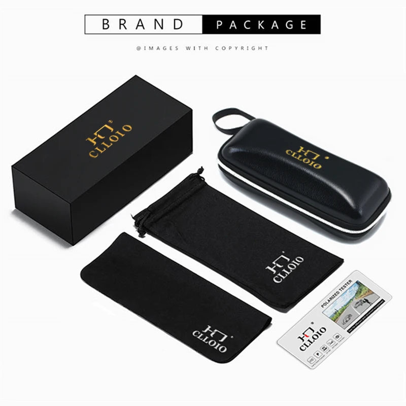 Ochelari de soare polarizați pentru bărbați marca CLLOIO, ramă din aluminiu, UV400, anti-orbire, ochelari de soare pentru bărbați, ochelari de condus, fără ramă, Oculos De Sol