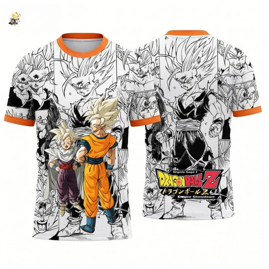 Summer 2026 Dragon Ball Goku & Gohan "Father and Son Together" Comic Themed 3D Printed Breathable T-shirt for Adults and Parents