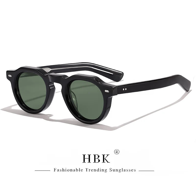 HBK Vintage – Ochelari de soare simpli, rotunzi, pentru bărbați, cu ramă mică, din acetat de înaltă calitate; ochelari de soare pentru femei, pentru petreceri, călătorii și activități în aer liber