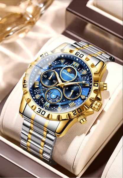 Chronograph Luxury Brand Stylish Men Luminous Wrist Watches For Male Clock Stainless Steel Band Men Business Quartz Watches