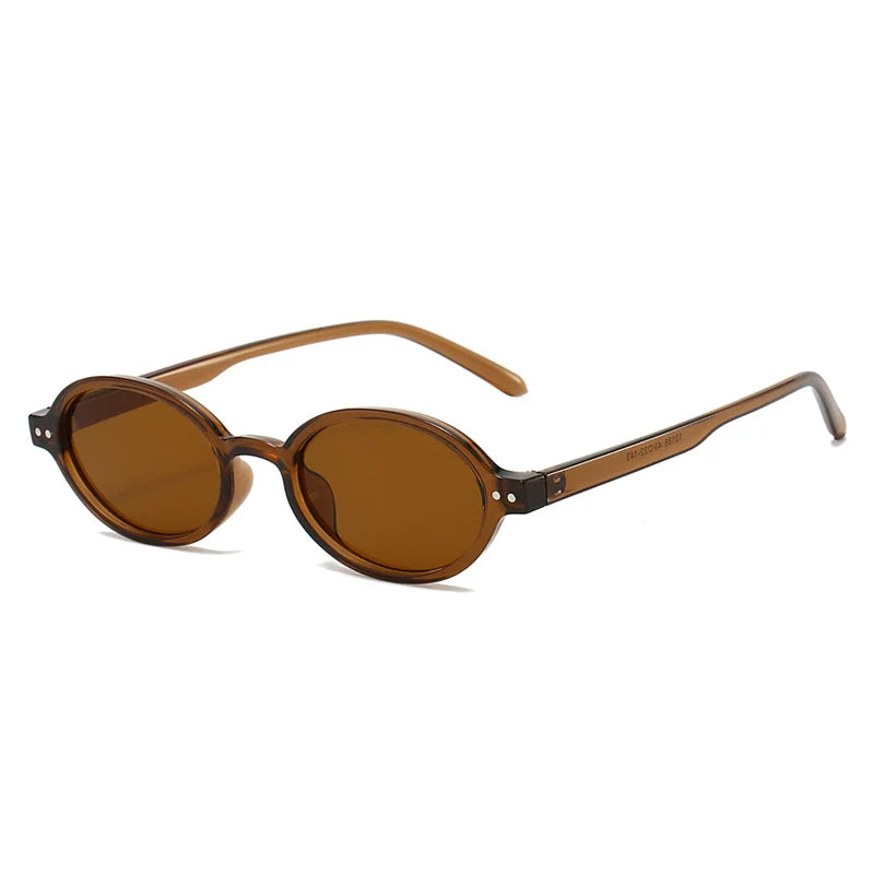 Ochelari de soare SO&EI Retro, mici, ovali, pentru femei, cu nituri, model leopard, pentru bărbați, stil punk, cu protecție UV400