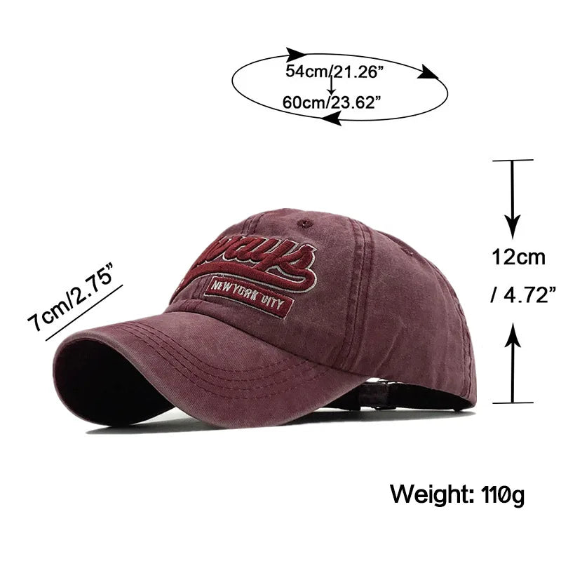 100% Cotton Washed 3D Embroidered Letter Baseball Cap, Casual Streetwear Hat