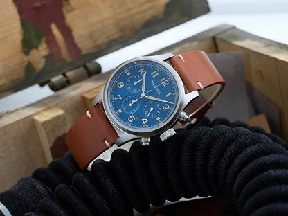 Milifortic 39MM Men's Solar Chronograph M069 Sapphire Crystal VS75 Stainless Steel Case Military Style Quartz Wristwatches