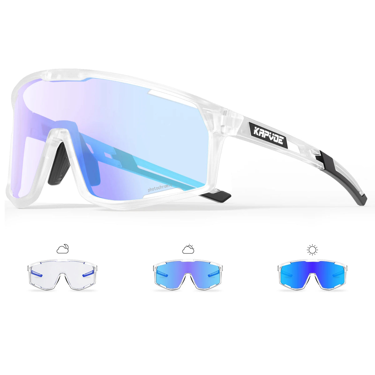 KAPVOE Ochelari UV400 pentru bărbați și femei, pentru ciclism de șosea, sporturi montane, activități în aer liber, ochelari de soare fotocromatici pentru ciclism, ochelari de bicicletă