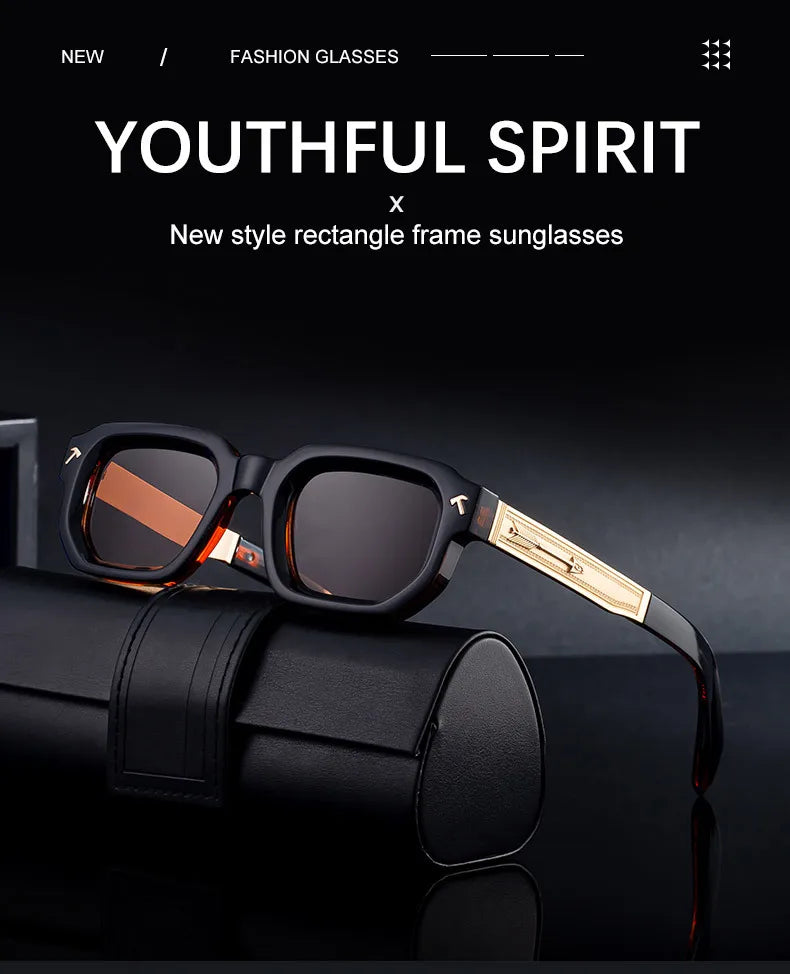 Ochelari de soare polarizați, pătrați, în stil punk, pentru bărbați, de marcă de lux, clasici, dreptunghiulari, cu protecție UV400, pentru șofat, la modă, pentru activități în aer liber
