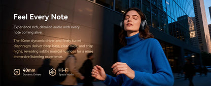 Active Noise Cancelling Headphones Bluetooth 6.0 Wireless Over-Ear Headphones Foldable with LED Power Display & 6-Mic ENC Calls